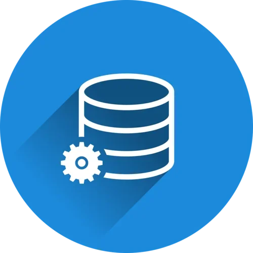 Database icon on a blue background