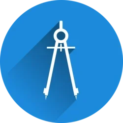 Compass instrument icon on a blue background