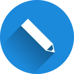 Pencil icon on a blue background